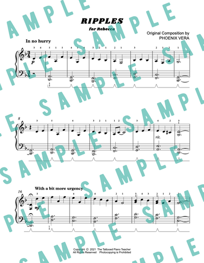 Ripples - Early Intermediate Original Piano Solo Sheet Music
