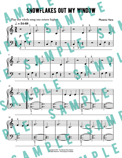 Snowflakes Out My Window - Christmas Elementary Piano Solo Sheet Music