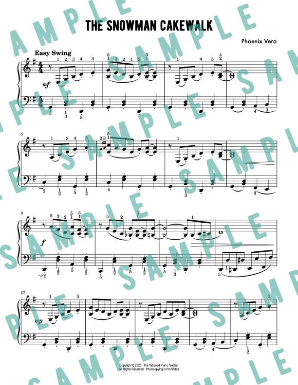 The Snowman Cakewalk - Early Intermediate Jazz Piano Solo Sheet Music
