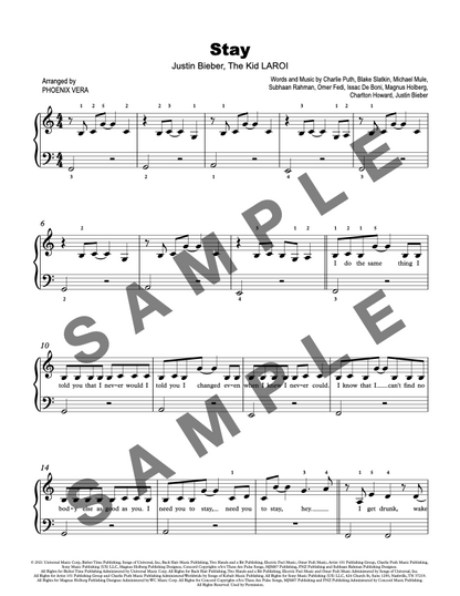 Stay [Elementary] by Justin Bieber, The Kid LAROI - Piano Solo Sheet Music