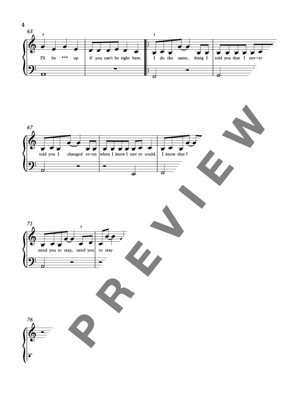 Stay [Elementary] by Justin Bieber, The Kid LAROI - Piano Solo Sheet Music