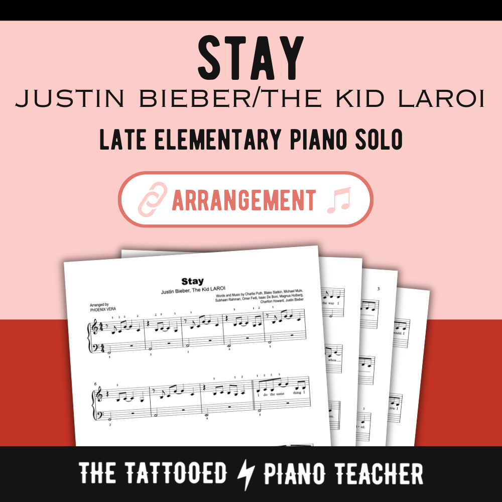 Stay [Elementary] by Justin Bieber, The Kid LAROI - Piano Solo Sheet Music
