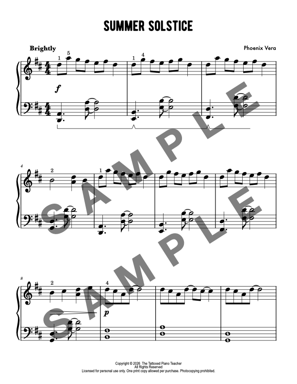 Summer Solstice - Late Elementary Piano Solo Sheet Music