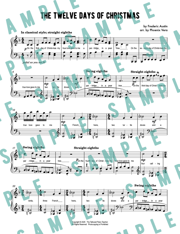 The Twelve Days of Christmas - Early Intermediate Piano Solo Sheet Music