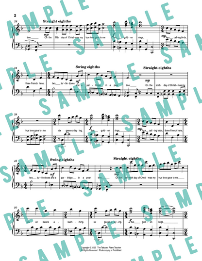 The Twelve Days of Christmas - Early Intermediate Piano Solo Sheet Music