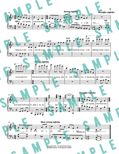 The Twelve Days of Christmas - Early Intermediate Piano Solo Sheet Music